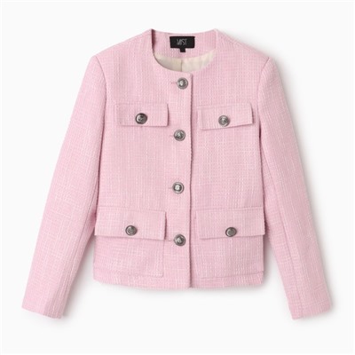 Жакет женский твидовый MIST, размер 48, розовый