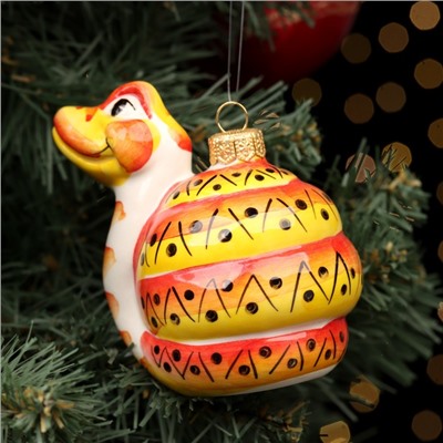 Ёлочный игрушка фарфоровая «Шар. Змей красный», 10 см