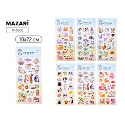 Декоративные наклейки 10х22 КОТИКИ см 6 дизайнов M-8568 Mazari