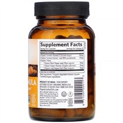 Organic India, Turmeric Formula, куркума, поддержка подвижности и здоровья суставов, 90 растительных капсул