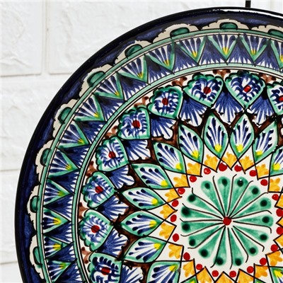 Ляган узбекский Риштанская керамика «Узоры», d=25 см, синий, МИКС