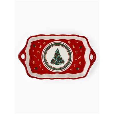 Блюдо новогоднее «Пряничные человечки», 23×13×2.5 см, ручная работа