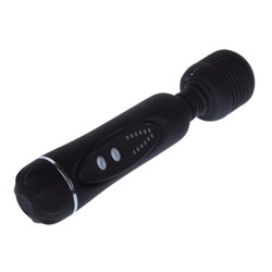 Черный вибромассажер со сменными насадками Power Wand - 20,5 см.