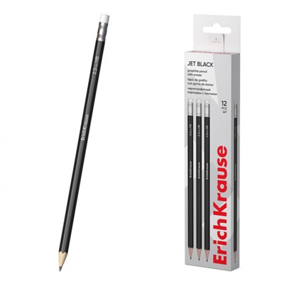 Карандаш черногр. 45605 Jet Black с ластиком НВ ErichKrause