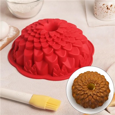 Форма для выпечки Доляна «Хризантема», силикон, 22×7.5 см, цвет МИКС