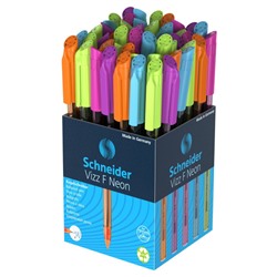 Ручка шариковая 0.8мм "Vizz F Neon" синяя, прозрачный корпус неон ассорти 102130 Schneider