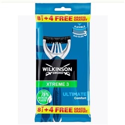 Станок для бритья одноразовый Schick (Wilkinson Sword) Xtreme-3 Ultimate Plus/Comfort (12шт.)