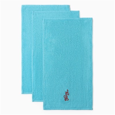 Полотенца махровые «Этель» Cherry, 3 шт., 30×60 см, хлопок 100%, голубые