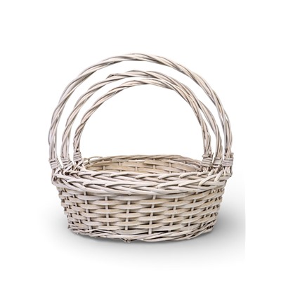 Корзина плетёная для хранения, лоза, белая, набор 3 шт.