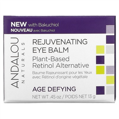 Andalou Naturals, Rejuvenating Eye Balm, Plant-Based Retinol Alternative, Age Defying, 0.45 oz (13 g)