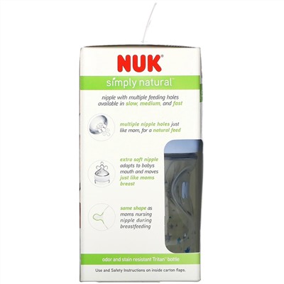 NUK, Simply Natural, Bottles, 0+ Months, Slow, 2 Pack, 5 oz (150 ml) Each