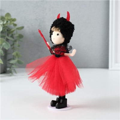 Интерьерная кукла текстильная «Девочка в костюме чертёнка», 4×5×13.5 см