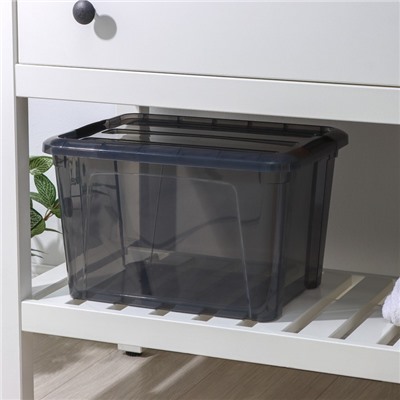 Контейнер для хранения с крышкой IDEA «Кип», 15.5 л, пластик, 37.5×28.5×23 см, чёрный/прозрачный