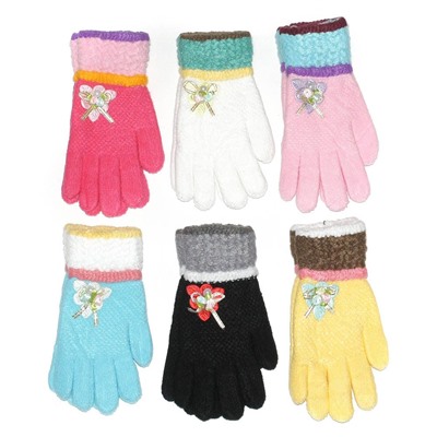 Перчатки детские вязаные "бантик с розами"