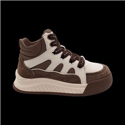 Кроссовки высокие из натуральной кожи MS-S294 коричневые