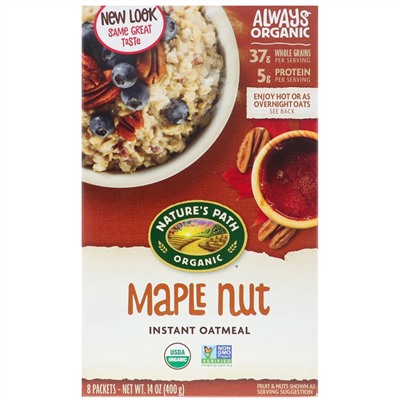 Nature's Path, Organic Instant Oatmeal, Maple Nut, 8 Packets, 14 oz (400 g)