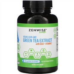 Zenwise Health, Экстракт зеленого чая с EGCG и витамином C, 120 растительных капсул