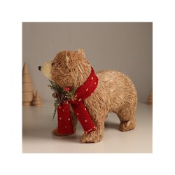 Фигурка «Медведь в вязаном шарфике с шишками и ягодками», 12×22×19 см