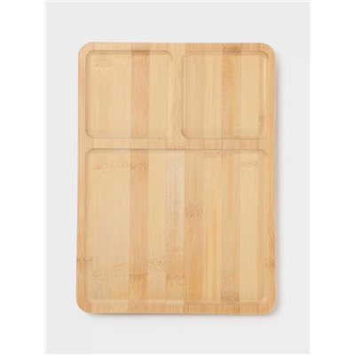Менажница Доляна Striata, 3 секции, 32×23.5×1.2 см, бамбук