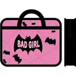 Папка пластиковая А4 на молнии с ручками 33х26х7,5 см ПМ-А4-25 "BAD GIRL" Пчелка