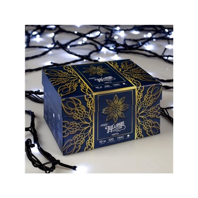 Гирлянда «Нить» 10 м, IP44, УМС, тёмная нить, 100 LED, свечение белое, 220 В