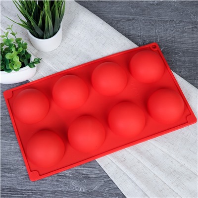 Форма для выпечки 8 ячеек силиконовая Полусфера 5,5 см / HL-294 / уп 200/ 0,1/ 28*16,3*2,8см