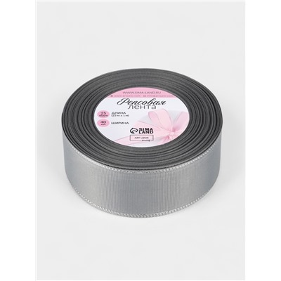 Лента репсовая, с серебряным люрексом, 40 мм, 23±1 м, светло-серая №003
