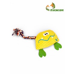 Мягкая игрушка для собак «Монстрик с канатом», 23 см, с пищалкой, жёлтая