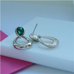 Серьги бижутерия с камнем, вставка: фианиты, цвет: зеленый, арт.101.266
