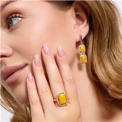 Комплект ювелирной бижутерии коллекция "Дубай" серьги и кольцо 18 р, покрытие позолота, вставка: фианиты и искусственный камень, цвет: желтый и прозрачный, арт.313.161-18