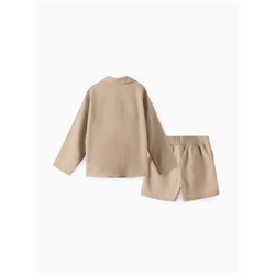 Комплект (рубашка и шорты) для девочки MINAKU, бежевый, рост 134 см