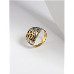 Печатка из серебра с лимонным золочением и чернением - Георгий Победоносец 925 пробы 1-028чз