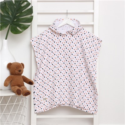 Полотенце - пончо детское муслиновое LoveLife «Сердечки», хлопок 100%