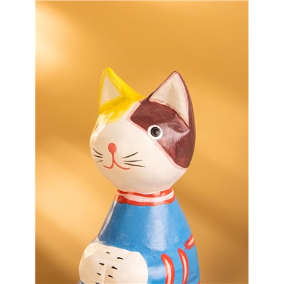 Сувенир «Котенок в кофте сидячий», 6×6×15 см, дерево