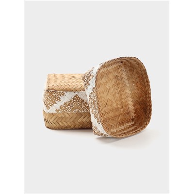 Корзинка плетёная «Манадо», 16×16×12 см, бамбук, светлая