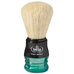 Помазок для бритья Omega 10777 Pure bristle shaving brush. Натуральная щетина, кабан. (ручка Черная/ Multicolor) (Италия)