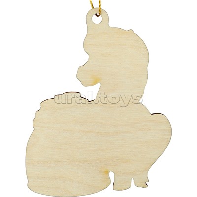 Новогодняя ёлочная подвеска из дерева "Пони с мешком денег" 9 см