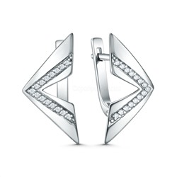 Серьги из серебра с фианитами родированные С-5087-Р
