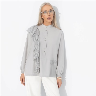 Рубашка комбинированная с кружевом, Личное достижение (серая)