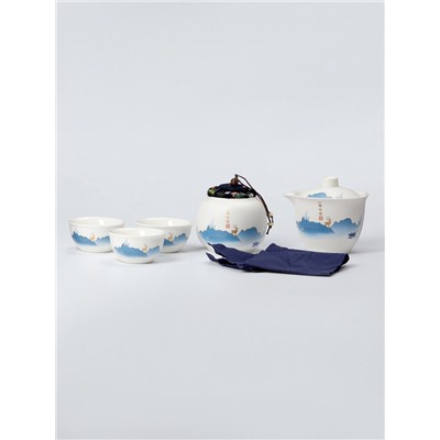 Набор для чайной церемонии ДЖЕКИЧАЙ «Инуяма», 6 предметов, на 3 персоны, чашка 50 мл, чайник 120 мл, керамика, белый