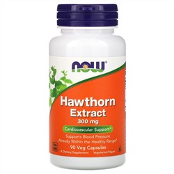 Now Foods, Экстракт боярышника, 300 мг, 90 растительных капсул
