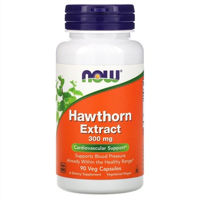 Now Foods, Экстракт боярышника, 300 мг, 90 растительных капсул