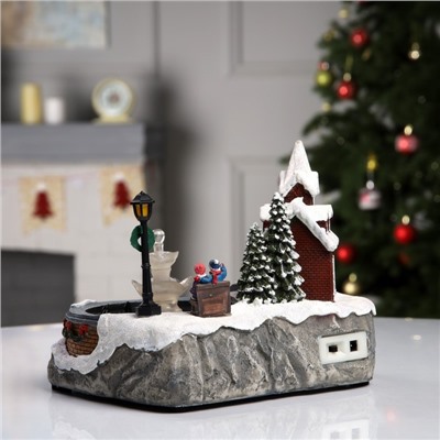 Светодиодная фигура «Новогодний фонтан» 23×18×13 см, полистоун, батарейки ААх3 (не в комплекте), USB, свечение тёплое белое