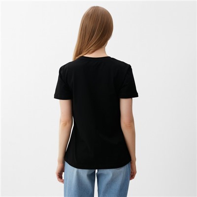 Футболка женская Let's go, чёрная, размер 44