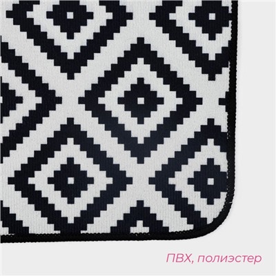 Коврики для ванной и туалета Доляна «Грета», 2 шт: 50×80, 40×50 см, цвет чёрно-белый