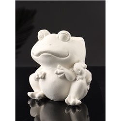 Декоративное кашпо для цветов «Лягушка с лягушонком», 71 мл, 10×10 см, гипс, белое