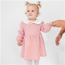 Платье для девочки с воротничком «Крошка Я. Муслин», рост 92-98 см, пудровый