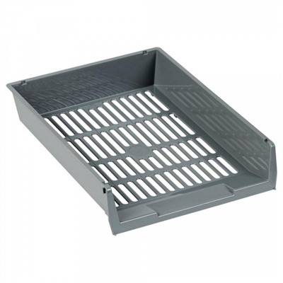 Лоток для бумаг горизонтальный РЕСПЕКТ серый ЛТГ-31161 Стамм