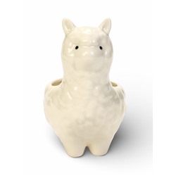 Декоративный горшок для цветов «Лама Лёля», керамический, 200 мл, 15×8×12 см, с поддоном, белый, Greengo