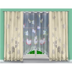 333710/333720/165, ВЕСНА, комплект, размеры: тюль ширина 300 см х высота 160 см, портьеры  (ширина 145 см х высота 165 ) х 2